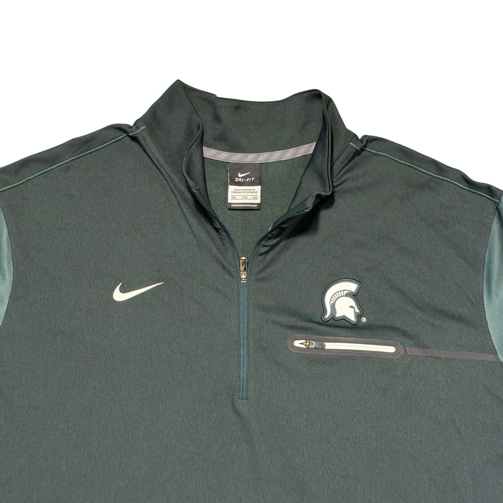 Michigan State Spartans Nike Pullover Men XXL Green Dri-FIT 1/4 Zip 32866X-MS5 - Picture 9 of 11